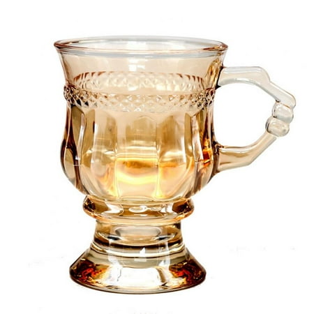 

Cocktail Goblet Glasses Party Beverage Cups Drinkware 4.2 OZ Juice Cup Goblet with Handle for Wedding Party Housewarming Gifts Amber