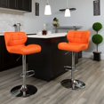 thumbnail image 2 of Tufted Orange Vinyl Adjustable Height Barstool w/ Chrome Base, 2 of 6