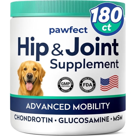Glucosamine Chews for Dogs & Picky Eaters - Hip and Joint Chews for Dogs with Chondroitin MSM & Omega-3 Fish Oil - Dog Supplement for Joint Pain Relief - Chicken Flavor - Made in USA - 180 Count
