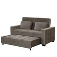 thumbnail image 4 of 61.4" Upholstered Sleeper Bed, Pull Out Sofa Bed Couch attached two throw pillows, Dual USB Charging Port and Adjustable Backrest for Living Room Space (Brown), 4 of 11