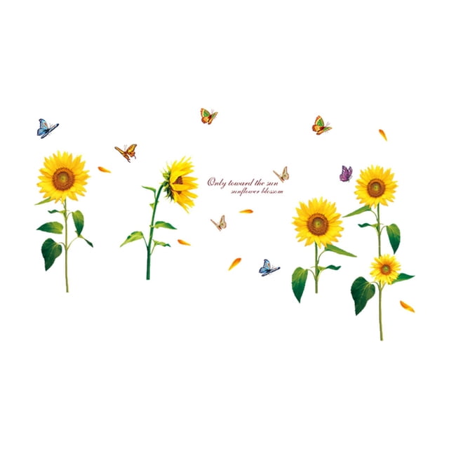 Adhesivo decorativo de pared de PVC para dormitorio, sala de estar y comedor. Girasoles