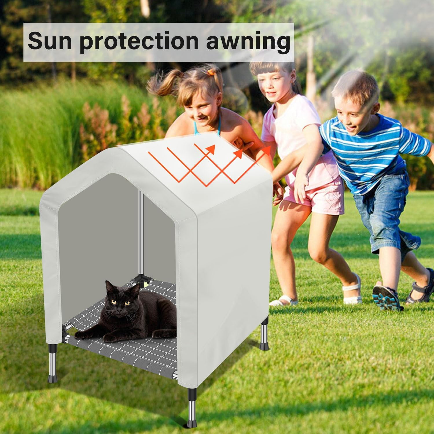Elevated Dog House for Outdoor or Indoor - Waterproof Dog Tent Cat House, Dog Sunshade Tent, Pet House with Removable Cover, Suitable for Medium Cats Dogs