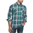 thumbnail image 1 of Camisa abotonada de franela a cuadros resistente a la intemperie para hombre, verde, pequeña, 1 of 1