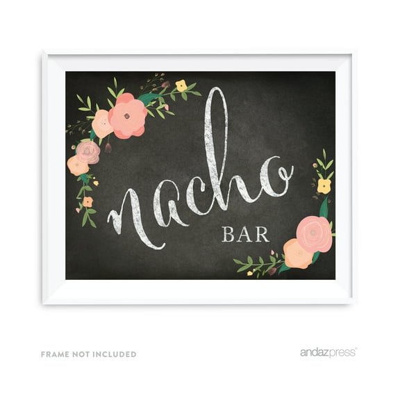 Nacho Bar Chalkboard & Floral Roses Wedding Party Signs