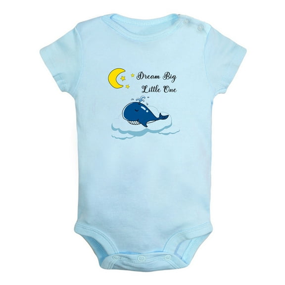 iDzn Dream Big Little One Funny Rompers For Babies, Newborn Baby Unisex Bodysuits, Infant Jumpsuits, Toddler 0-12 Months Kids One-Piece Oufits (Blue, 6-12 Months)