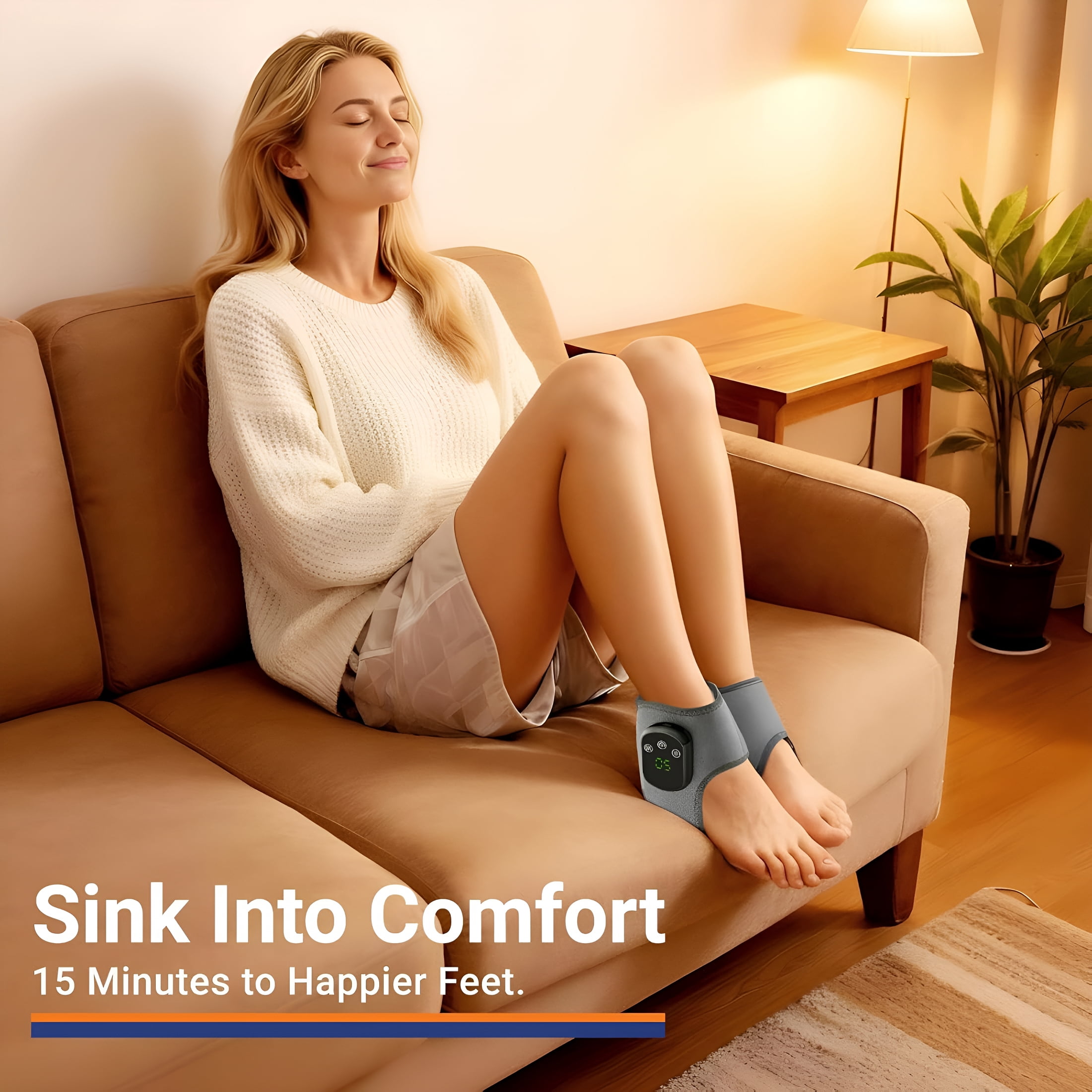 XIRQI Triple Method Massager-Cordless Heated Foot Massager with 5 Heat&3 Vibration for Pain Relief&Relaxation,Portable for Home,Office,Travel