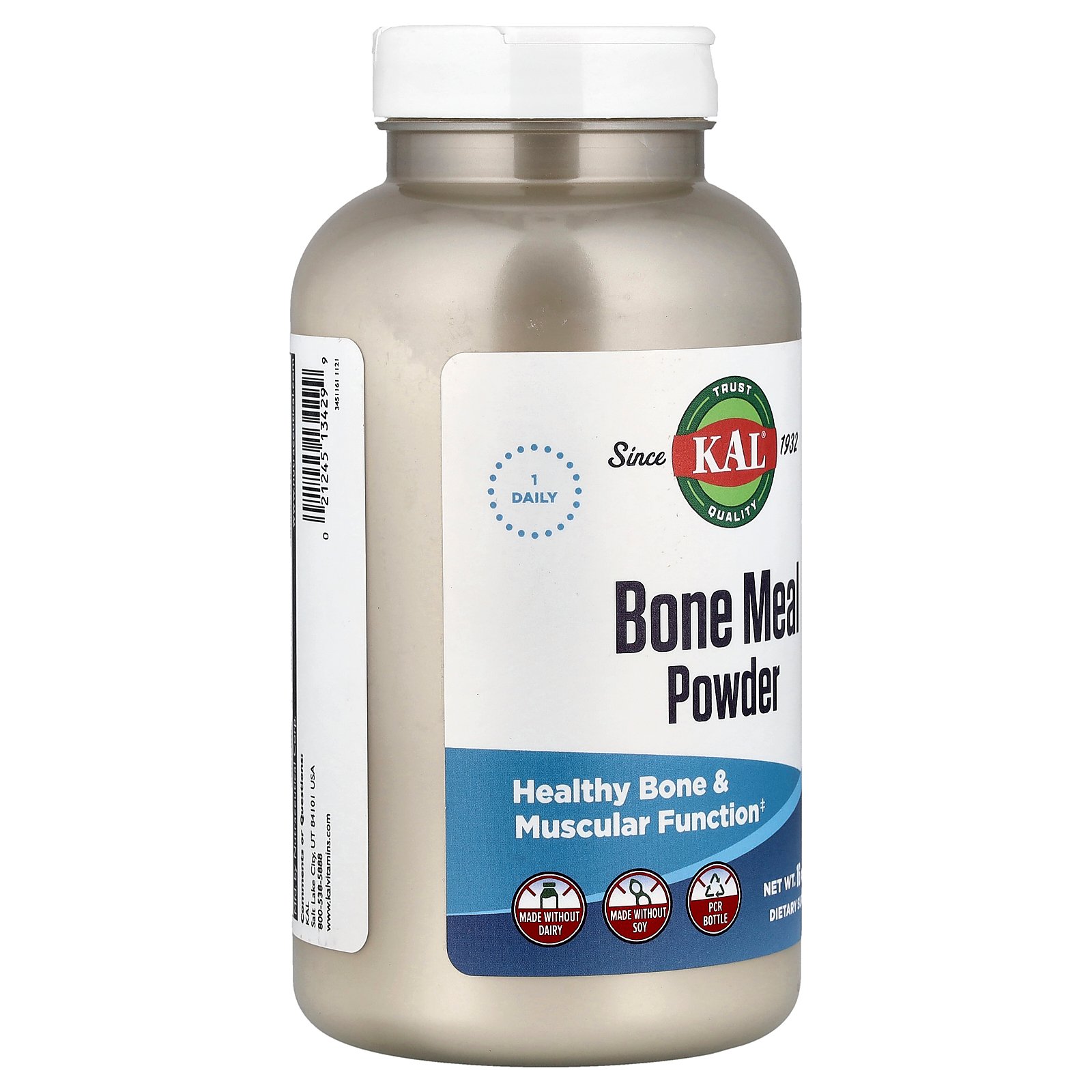 KAL Bone Meal Powder | Sterilized & Edible Supplement Rich in Calcium, Phosphorus, Magnesium | For Bones, Teeth, Nerves, Muscular Function (16oz)