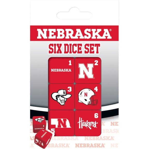 MasterPieces Officially Licensed NCAA Nebraska Cornhuskers - 6 Piece D6 Gaming Dice Set Ages 6 and Up