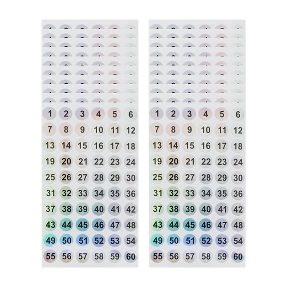 Unique Bargains 20 Pcs Consecutive Numbers Gift stickers 0.39"x0.39" Colorful(1-60)