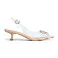 thumbnail image 2 of Women's Pointed Toe Slingback Kitten Heels With Rhinestone Buckle, 2 of 7