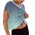 thumbnail image 2 of Hfnxid Womens Summer Top Loose Fit Cap Sleeve Workout Shirts Open Back Gradient Tops Casual Athletic Gym Running Tees Army Green M, 2 of 6