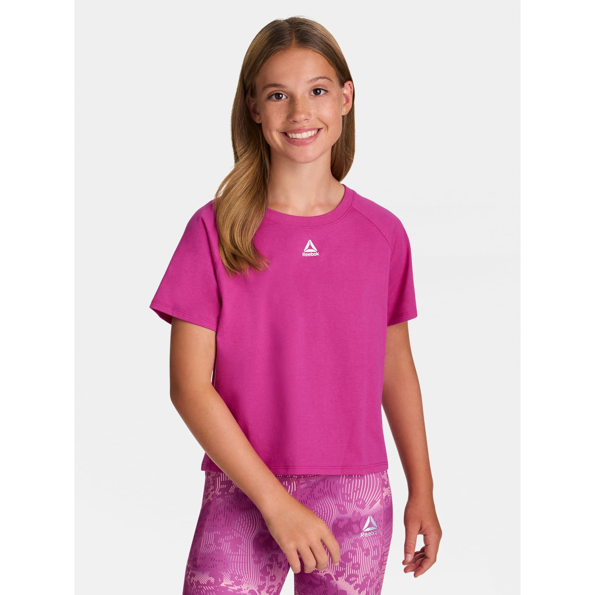 Reebok Girl’s Athletic Boxy Short Sleeve Graphic T-Shirt, Sizes 4-18