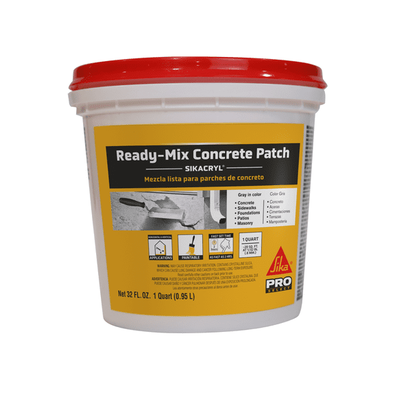 Sika - Sikacryl - Gray - Ready-Mix Concrete Patch - for Repairing spalls and Cracks in Concrete and Masonry - Textured - 1 qt (Pack of 1)
