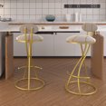 thumbnail image 2 of Wanling Elegant Gold Metal Frame Black Velvet Bar Stool with Armrests for Home Bar Kitchen Black, 2 of 20