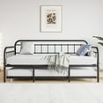 thumbnail image 2 of Twin Size Metal Daybed Frame with Trundle, Day Beds with Pullout Trundle, Platform Sofa Bed with Metal Slat Support for Living Room Guest Room,No Box Spring Needed, Black, 2 of 8
