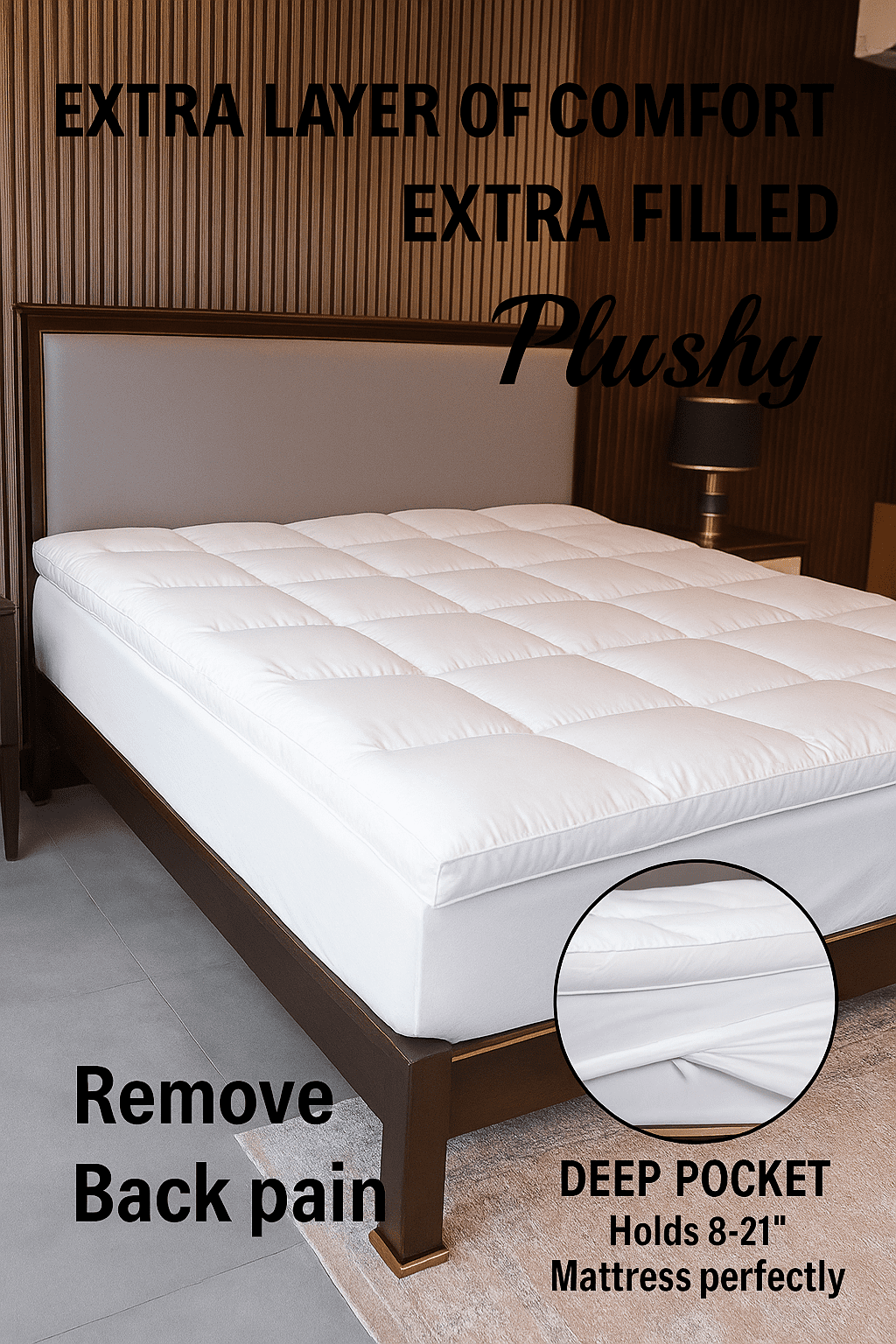Mattress Topper – Full Size, Extra Thick 3-4 Inch Quilted Pad, 800 GSM Fill, Soft Down Alternative Pillow Top Cover