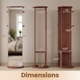 thumbnail image 3 of Costway Full Length Mirror Coat Rack Solid Wood Standing Mirror w/Clothes Hanger  Walnut, 3 of 10