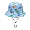 thumbnail image 4 of Krdevn Cartoon Dinosaur Print Kids Fisherman Sun Hat Adjustable Chin Strap Breathable Windproof Wide Brim Cap for Toddler Boys Girls, 4 of 4