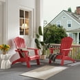 thumbnail image 5 of Adirondack Chair, Oversized Poly Lumber Fire Pit Chair with Cup Holder, 350Lbs Support Patio Chairs for Garden, Weather Resistant Outdoors Seating, Relaxing Gift for Father & Mother (Red), 5 of 6