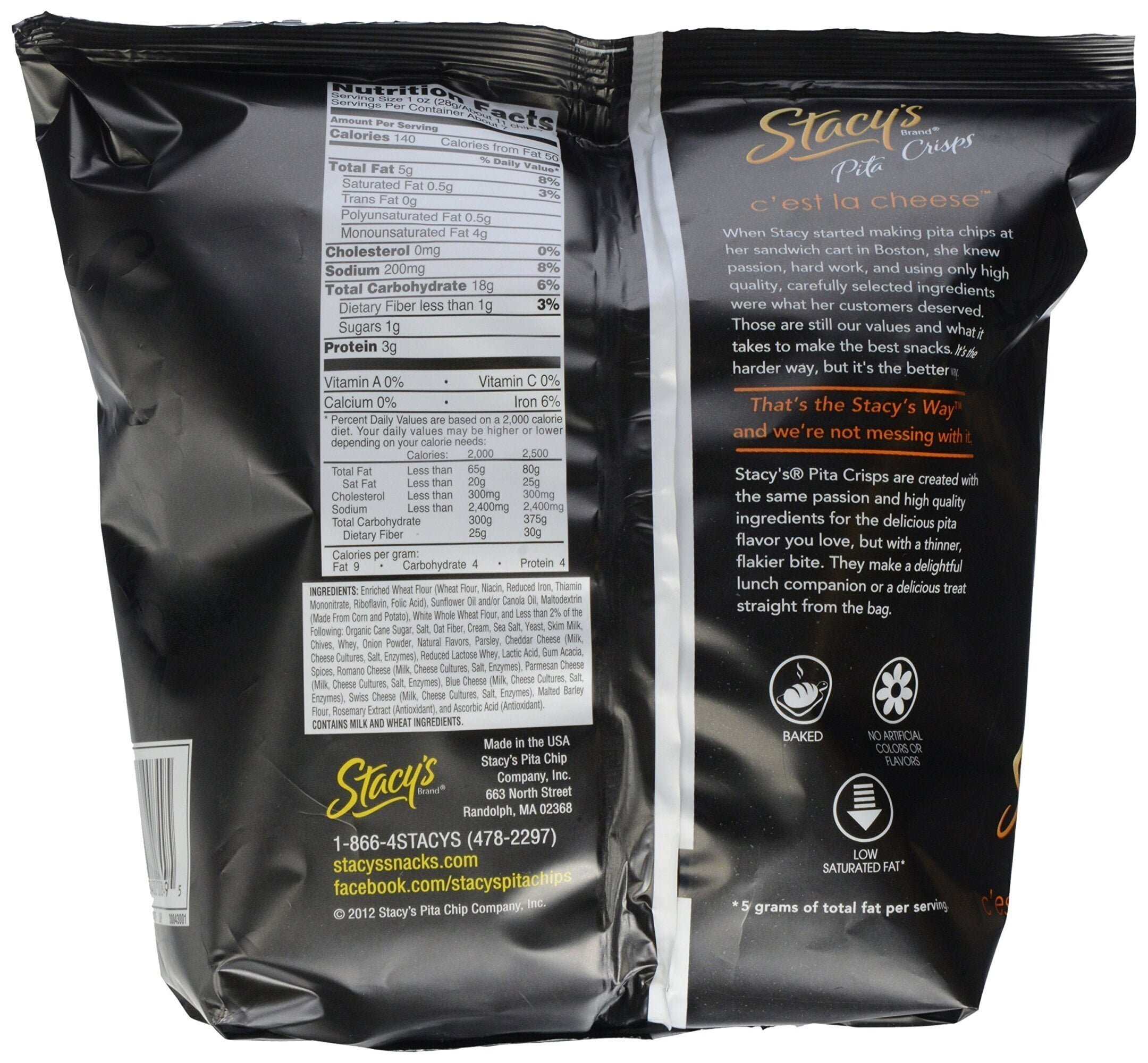 Stacy's Pita Chips 5 Cheese Pita Crisps – Cheesy Snack Pack, Case Of 8 Bags (6.75 Oz Each) 4 thumbnail image