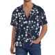 thumbnail image 1 of Fotbe Cherry Blossoms on Navy Background Camisa Estampada de Manga Corta para Hombre, Casual de Verano, Estilo Playero, Sin Arrugas-Medium, 1 of 5
