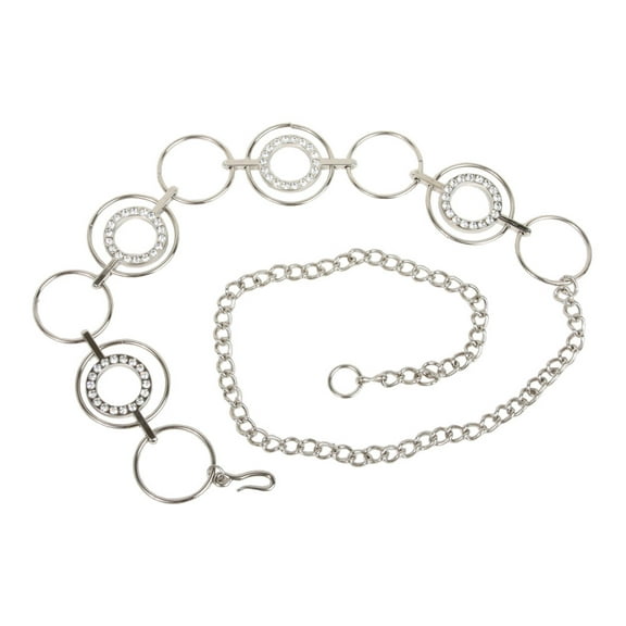 O-Ring Rhinestone Circle Metal Chain Belt