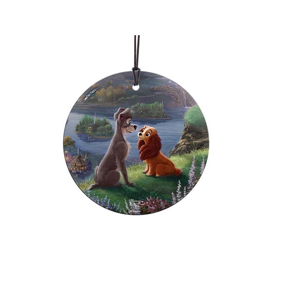Disney (Lady and the Tramp Falling in Love - Lady and the Tramp) StarFire Prints™ Hanging Glass Print SPCIR1091