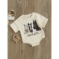 thumbnail image 3 of FEORJGP Infant Baby Girls Boys Summer Romper 3M 6M 12M 18M Newborn Short Sleeve Jumpsuit Crewneck T-shirt Rompers Letter Horse Head Print Casual Bodysuit Toddler Daily Loose Clothes, 3 of 9