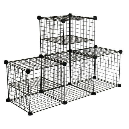 Internet's Best Wire Storage Cubes | Set of 4 | Wire Storage Cubbies | 2 Wire Dividers | Multi Stacking Options | Storage Shelving Organization Toys Towels Binder | (Best Storage Options For Photos)