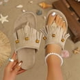 thumbnail image 2 of Pantoufles Boho pour Femmes avec Franges et Accents de Perles, Sandales à Enfiler Décontractées d'Été avec Semelle Intérieure Coussinée pour l'Extérieur et l'Intérieur, 2 of 9