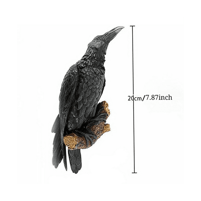 2PCS Raven Resin Statue Bird Crow Sculpture Outdoor Crows Halloweens Decor for Garden Courtyard Animal Decoration