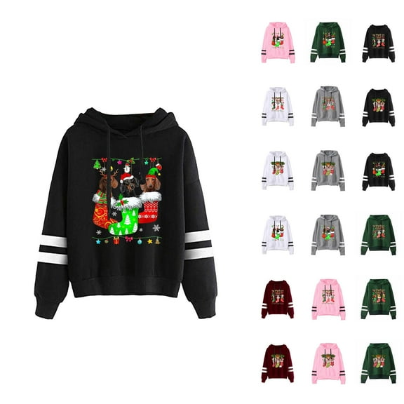 Christmas Hoodies for Women 2025 Long Sleeve Cute Dog Hooded Sweatshirt for Dog Lovers Pullover Tops