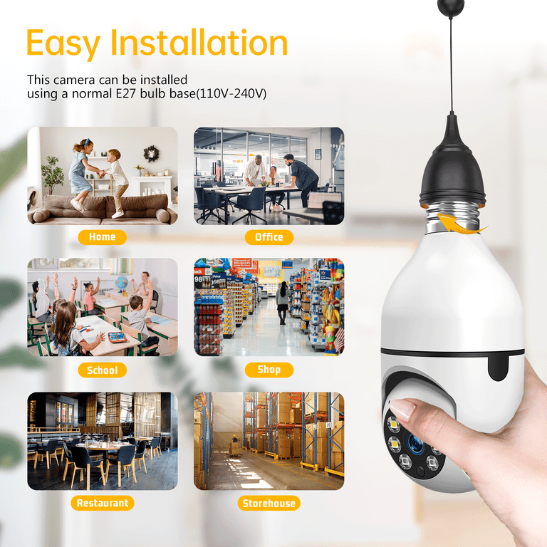 Light Socket Security Camera, 1080P Wireless Bulb Security Camera WiFi  Outdoor, Light Camera for Home Security with Smart Motion Detection, Color  Night Vision, 2 Way Audio - 2PCS 