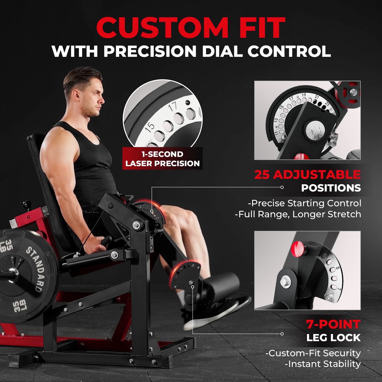 Syedee Leg Extension and Curl Machine, Seated Leg Extension and Lying Curl Machine for Home Gym, Leg Workout with Cable System with 230 Weight Plates