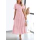 thumbnail image 5 of Vestido largo PRETTYGARDEN 2025, verano, cuello en V, ojales, rosa, 5 of 8