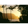 thumbnail image 2 of Hawaii Kauai Hanalei Bay Bali Hai Yellow Sunset Through Palm Trees And Vegetation Poster Print, 2 of 4