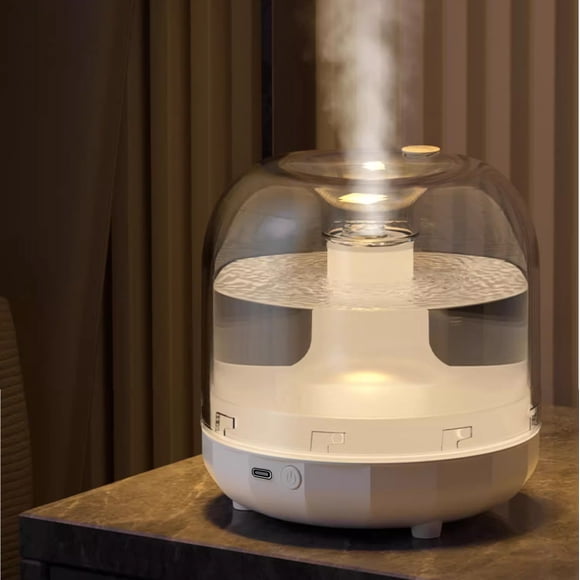 Fiudx Humidificador Usb de Gran Capacidad (500 Ml), Silencioso, con Luces Led de Colores, Fácil de Limpiar, Ideal para Dormitorio, Oficina, Plantas y Viajes. Tamaño: 13,5 X 13,5 X 13,5 Cm.