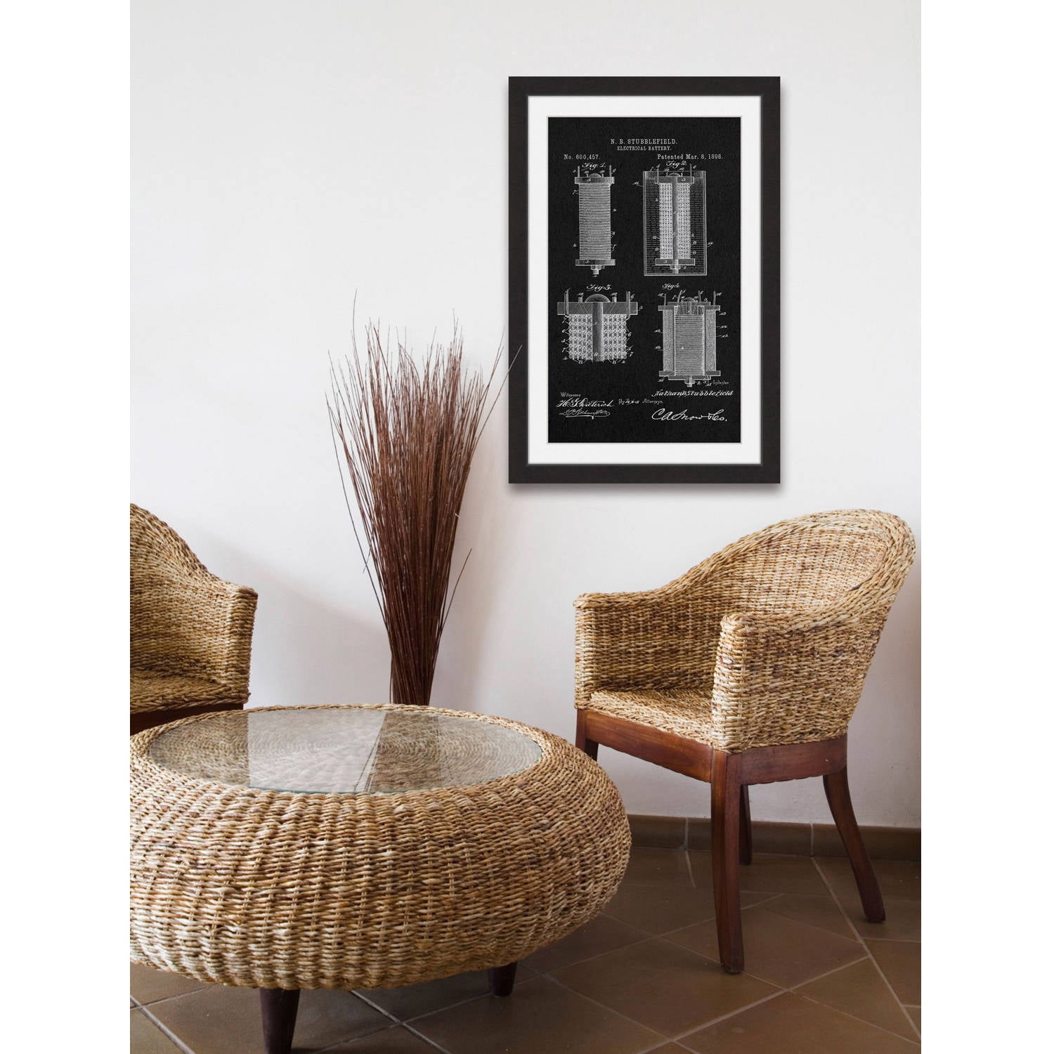 "Battery 1898 Black Paper" Framed Painting Print