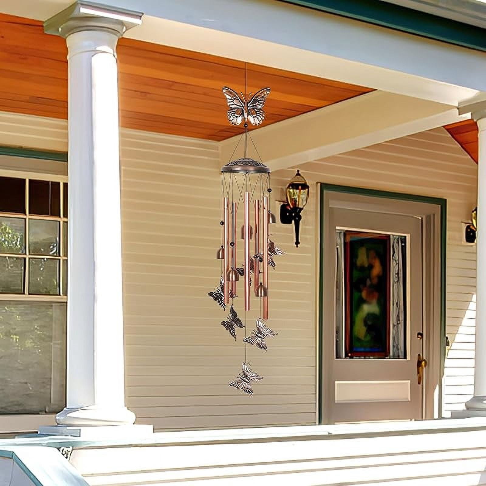 Butterfly Wind Chimes for Outside Clearance,26" Unique Garden Wind Chimes with 4 Aluminum Tubes for Grandma Mom Gifts Porch Window Balcony Hanging Decor