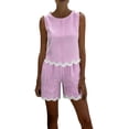thumbnail image 2 of Women's Striped Two-Piece Sleeveless Patchwork Trimmed And Shorts Casual Summer Set, 2 of 6