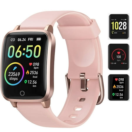 Smart Watch, 38mm, IP67 Waterproof, Fitness Smartwatch for Android and IOS, Built-in GPS Health Tracker Watch with Heart Rate Monitor Sleep Tracking, Pink