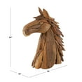 thumbnail image 4 of 10" x 24" Brown Teak Wood Handmade Head Horse Sculpture with Layered Woodchip Pieces, by DecMode, 4 of 14