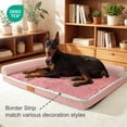 thumbnail image 4 of Exclusivo Mezcla Small Orthopedic Dog Bed, Luxury Striped Jacquard Pet Bed Sofa 30"x20", Waterproof and Washable, Pink, 4 of 10