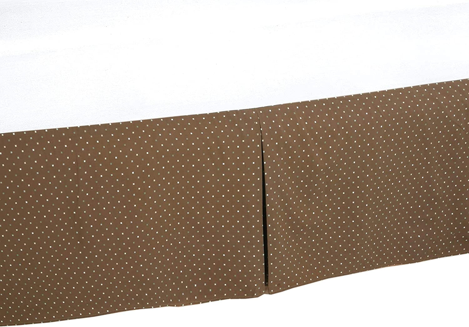 Cozy Line Home Fashions Pattered Polka Dot Brown Bed Skirt, Dust Ruffle with Split Corners, 16" Drop (King, Queen, Twin)