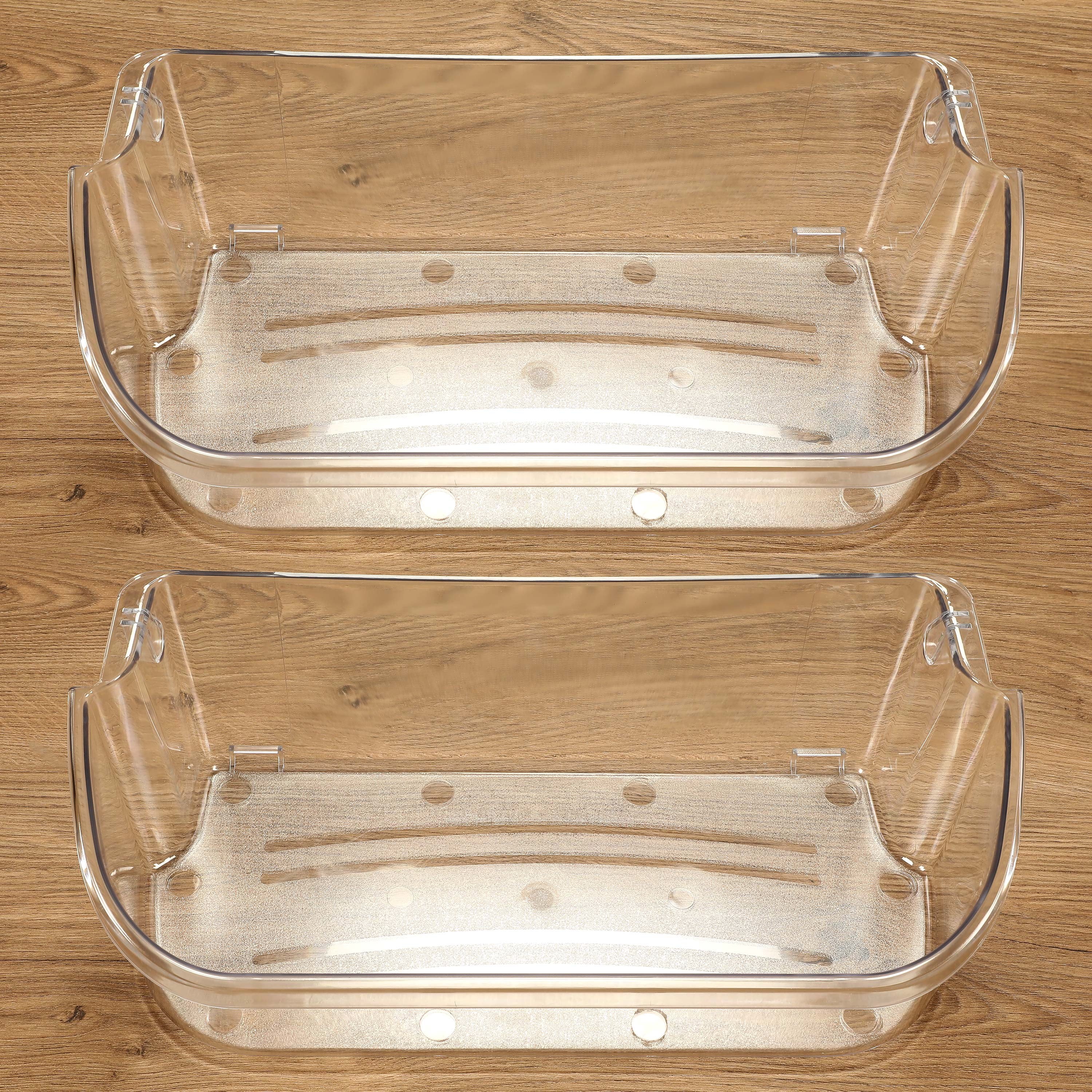 HECASA Refrigerator Clear Gallon Door Bin Shelf 2 Pack Rep. 240356402 AP2549958 for Frigidaire Kenmore Electrolux Compact Fridge Replacement Shelves