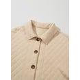 thumbnail image 2 of Long Sleeve Winter Jacket Fashion Quilted Jackets Winter Coats 2024 Lightweight Collared Button Down Oversized Tops Solid Shacket Jackets for Women, 2 of 2