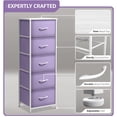thumbnail image 3 of Sorbus Narrow 5-Drawer Dresser Nightstand, Purple, Steel Frame, Wood Top, 3 of 5