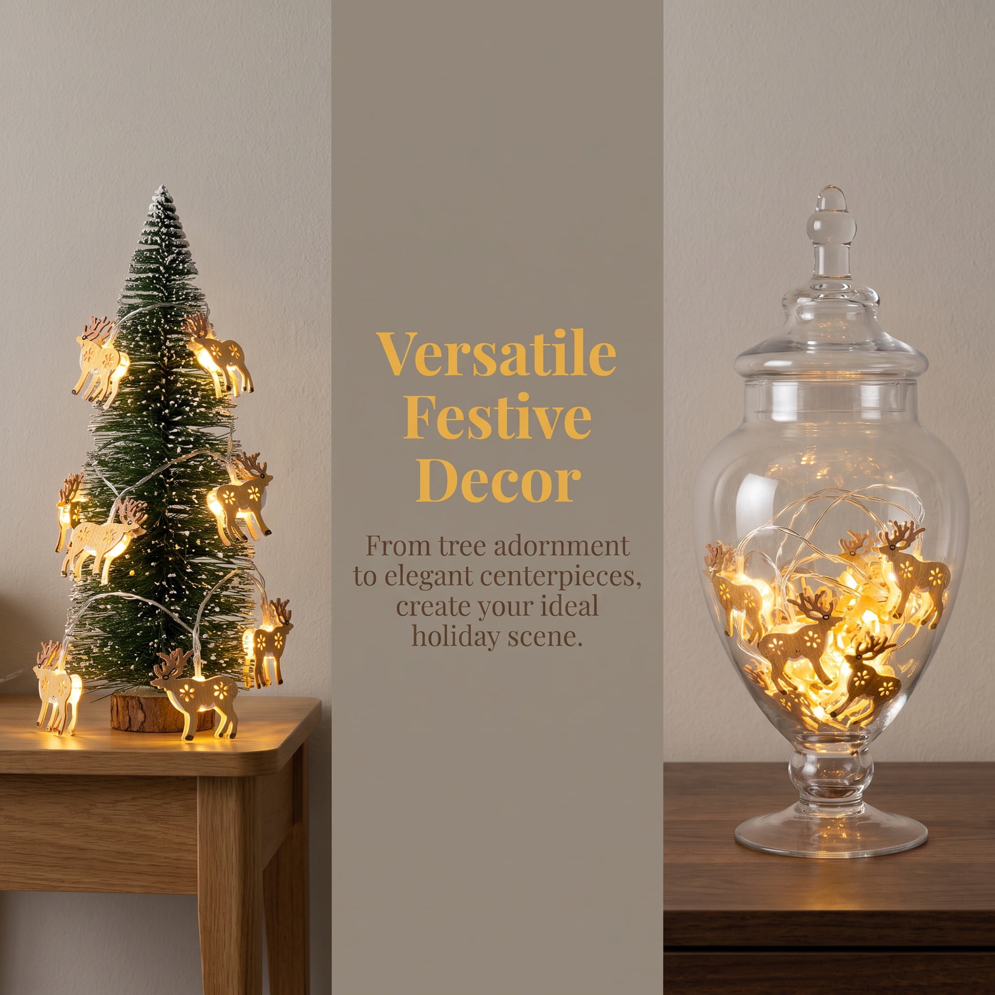 Unique Bargains Figurine Indoor Holiday Fairy Lamps 4.9 ft Deer Battery Operated