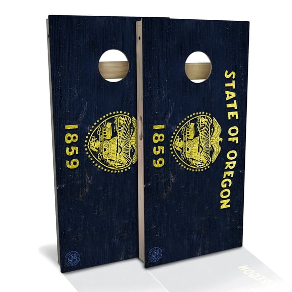 Skip's Garage | Oregon Flag Cornhole Board Set | Includes Boards & Bags | Choose Your Size & Accessories