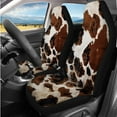 thumbnail image 2 of HUIACONG Car Seat Covers Full Set Brown Cow Print Car Accessories 14 Pcs Universal Front and Back Seat Covers with Steering Wheel Cover Armrest Cover Seat Belt Pads Headrest Cover Coasters Keychain, 2 of 8